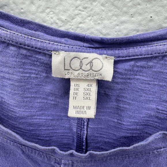 LOGO by Lori Goldstein 4X Purple Pink Tie Dye Long Sleeve Cotton‎ Tunic Top - Picture 7 of 8